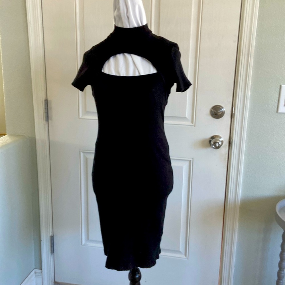 Black bodycon dress with cutout chest
